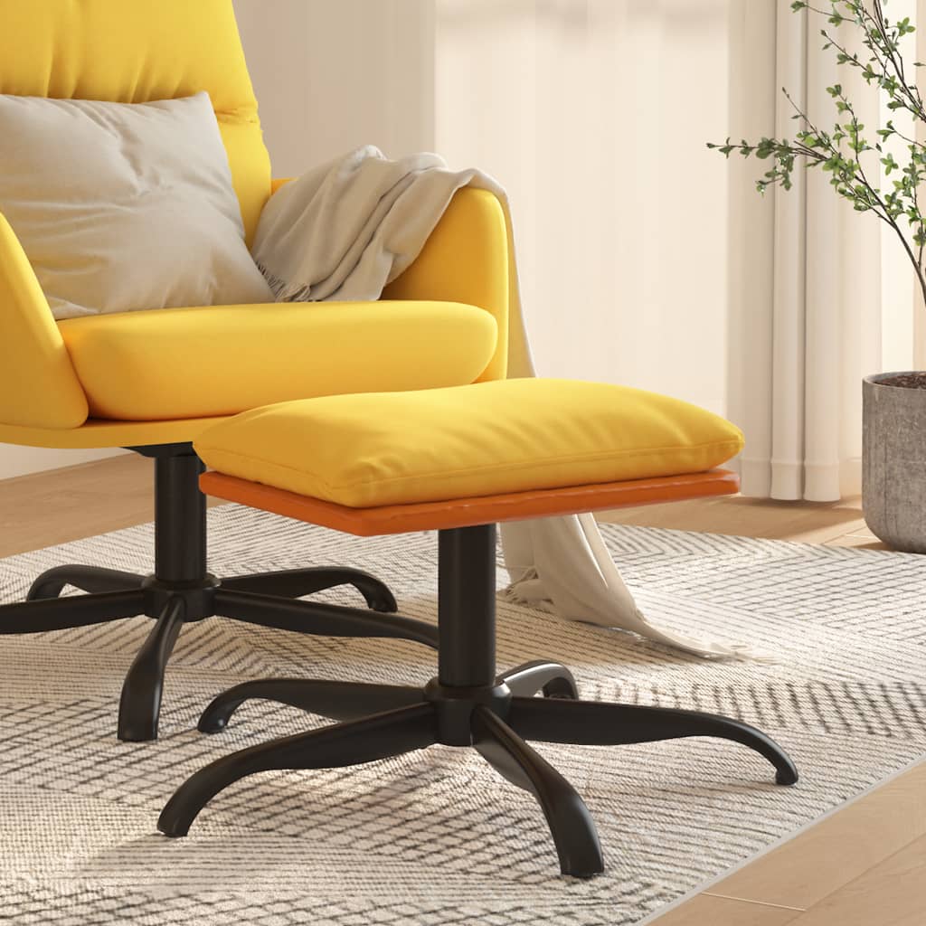 Fußhocker Senfgelb 60x60x39 cm Stoff und Kunstleder