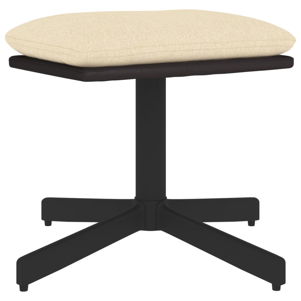 Fußhocker Creme 60x60x39 cm Stoff und Kunstleder