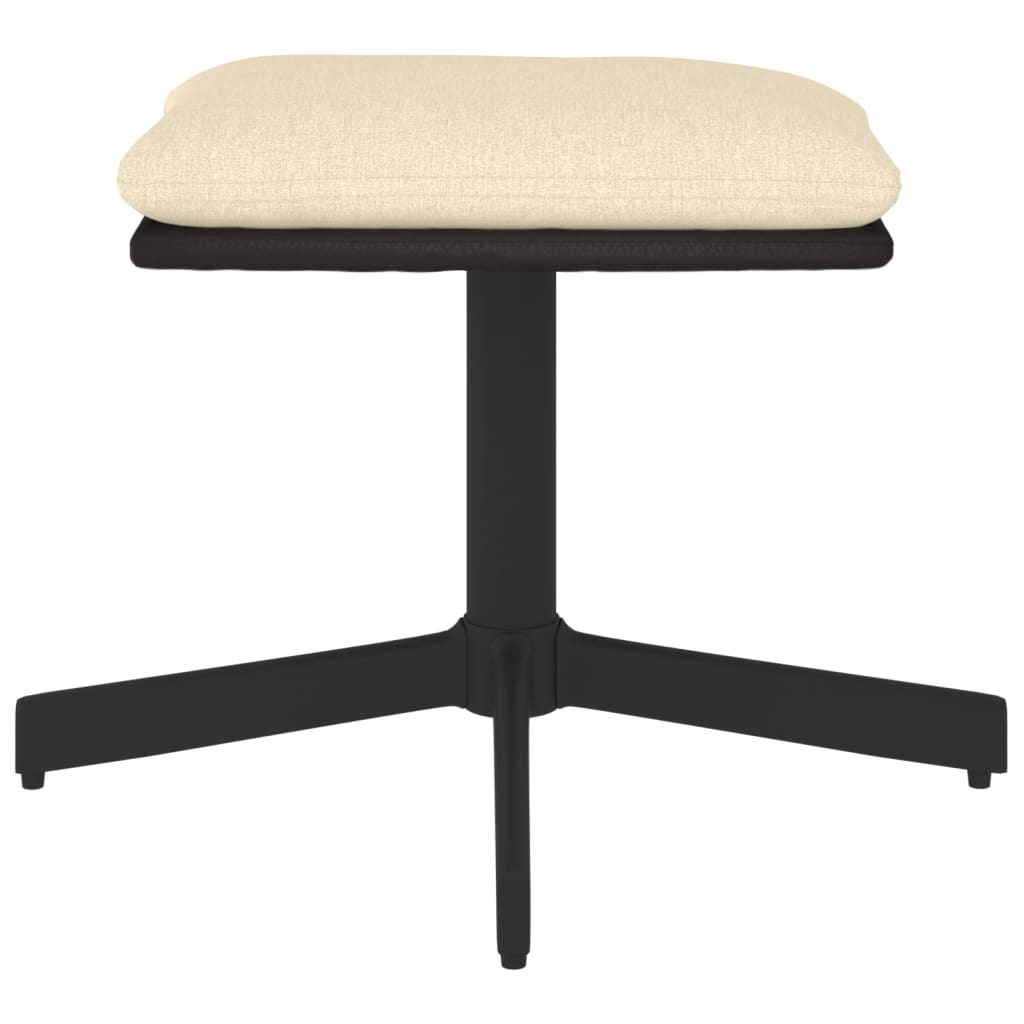 Fußhocker Creme 60x60x39 cm Stoff und Kunstleder