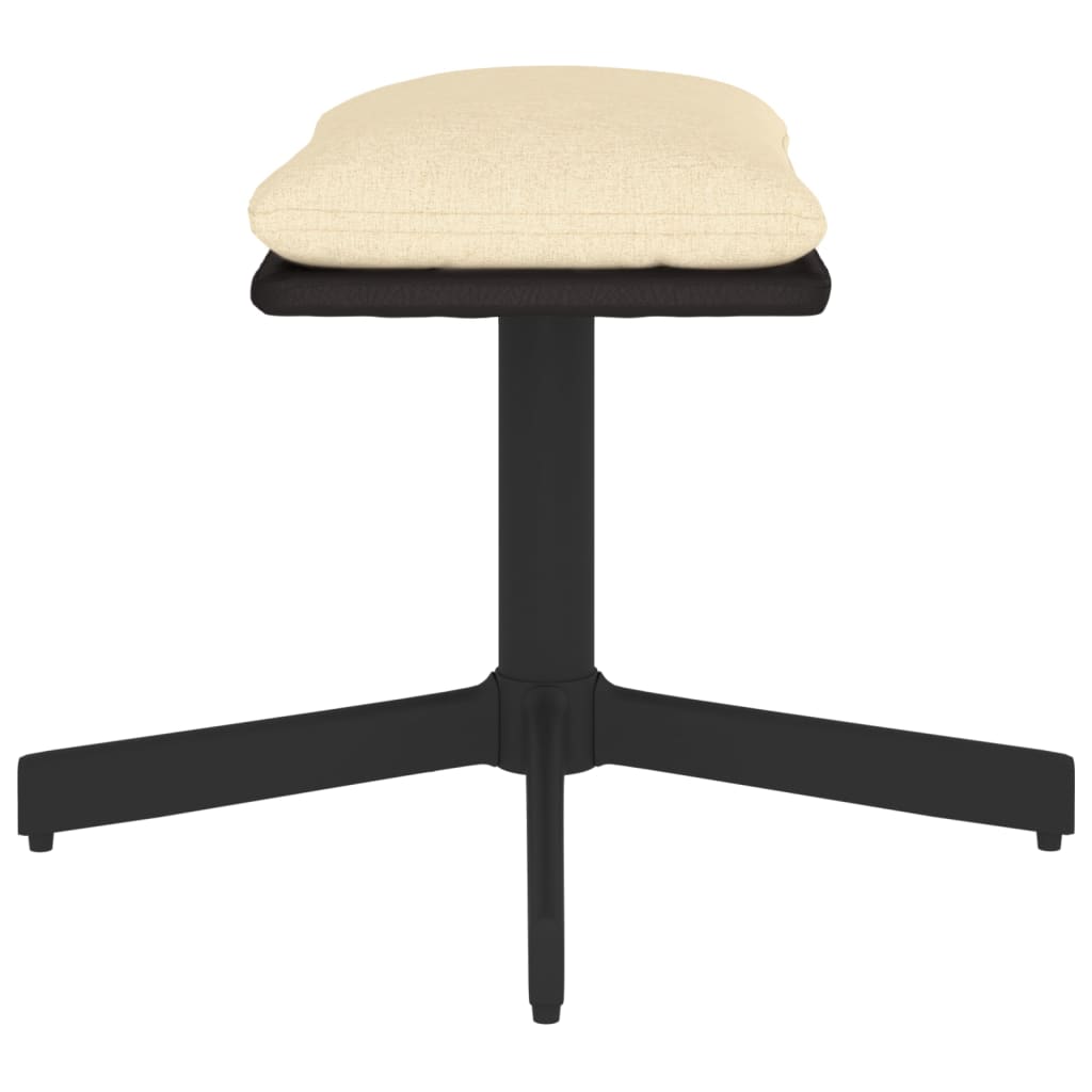 Fußhocker Creme 60x60x39 cm Stoff und Kunstleder