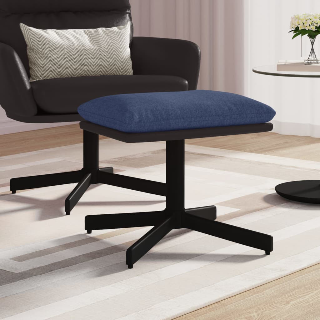 Fußhocker Blau 60x60x39 cm Stoff und Kunstleder
