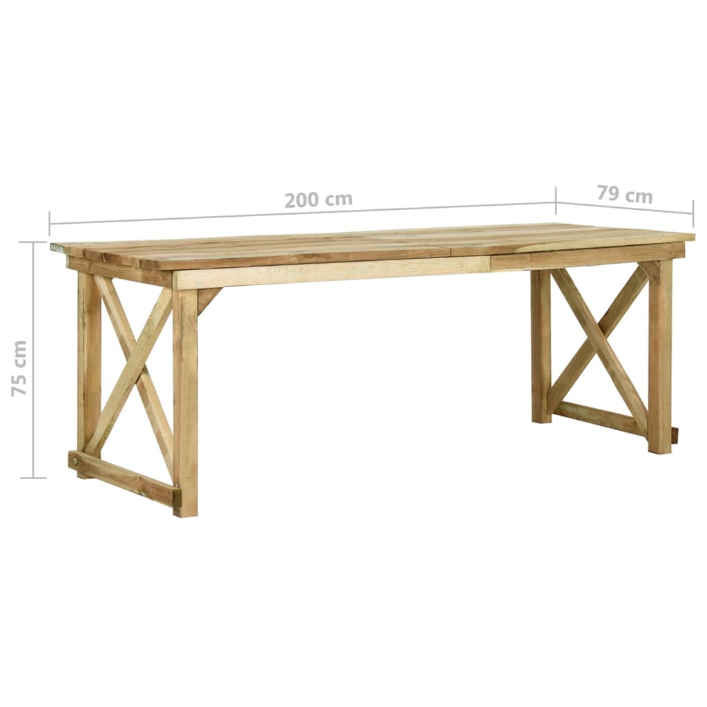 Gartentisch 200x79x75 cm Imprägniertes Kiefernholz