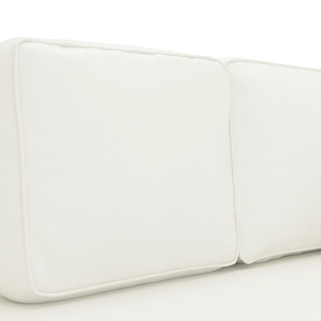 Chaiselongue mit Kissen und Nackenrolle Creme Kunstleder