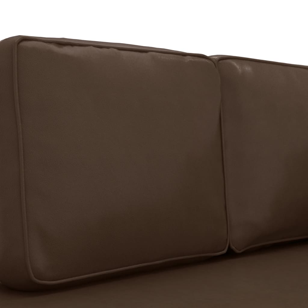 Chaiselongue mit Kissen und Nackenrolle Braun Kunstleder