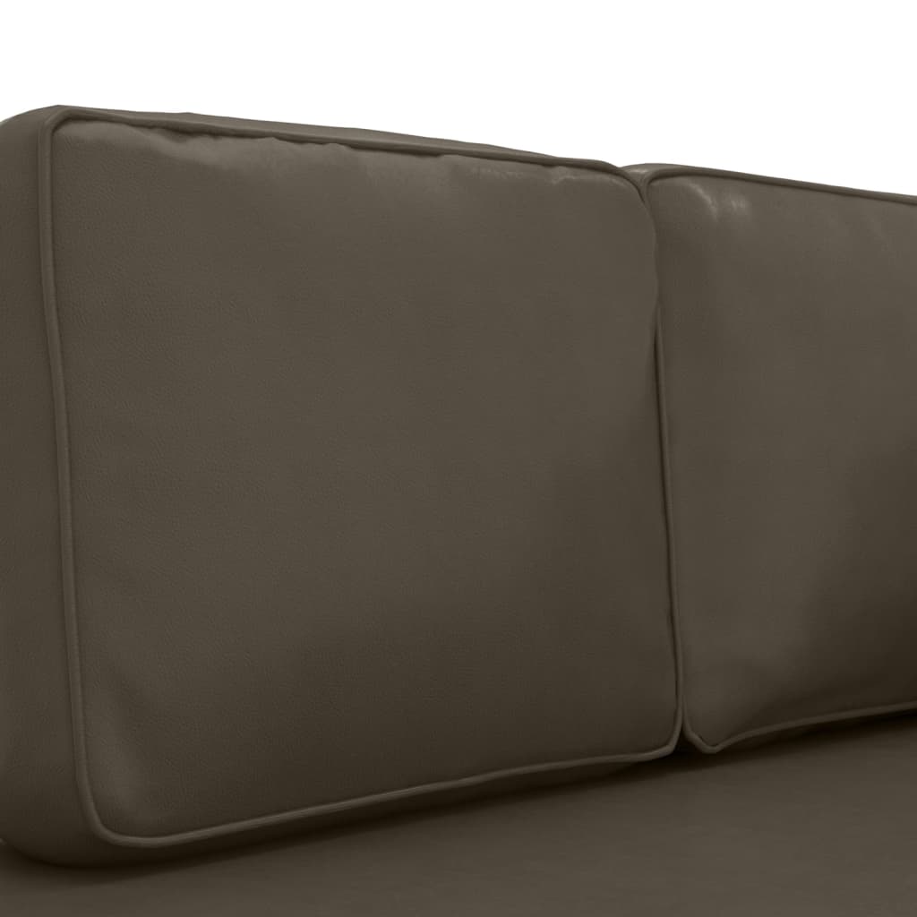 Chaiselongue mit Kissen und Nackenrolle Grau Kunstleder