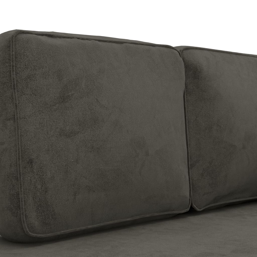 Chaiselongue mit Kissen und Nackenrolle Dunkelgrau Samt