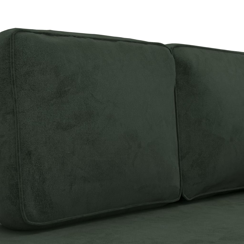 Chaiselongue mit Kissen und Nackenrolle Dunkelgrün Samt