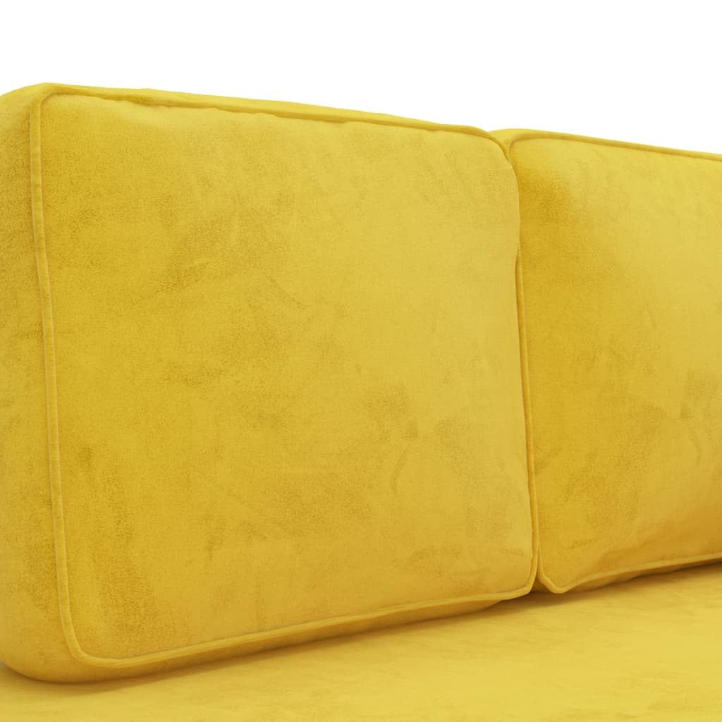 Chaiselongue mit Kissen und Nackenrolle Gelb Samt