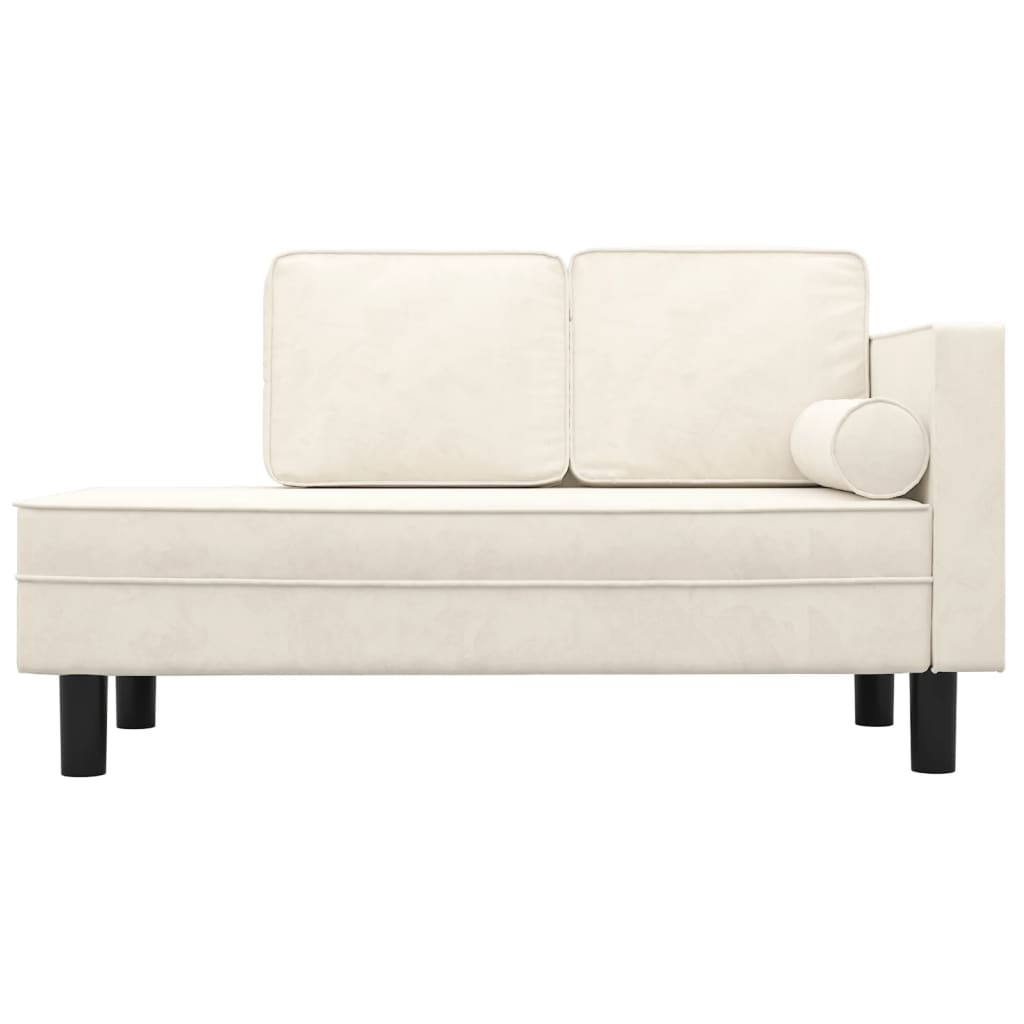 Chaiselongue mit Kissen und Nackenrolle Creme Samt