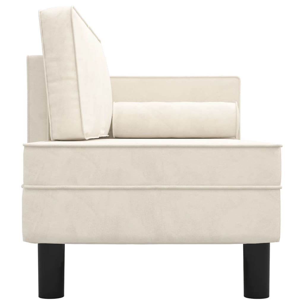 Chaiselongue mit Kissen und Nackenrolle Creme Samt