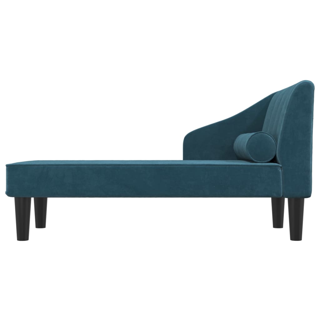 Chaiselongue mit Nackenrolle Blau Samt