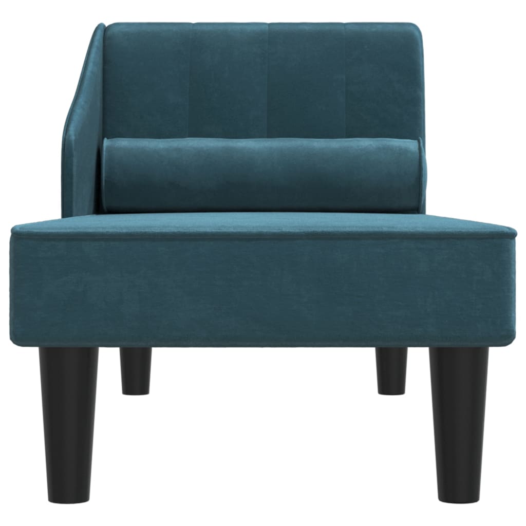 Chaiselongue mit Nackenrolle Blau Samt