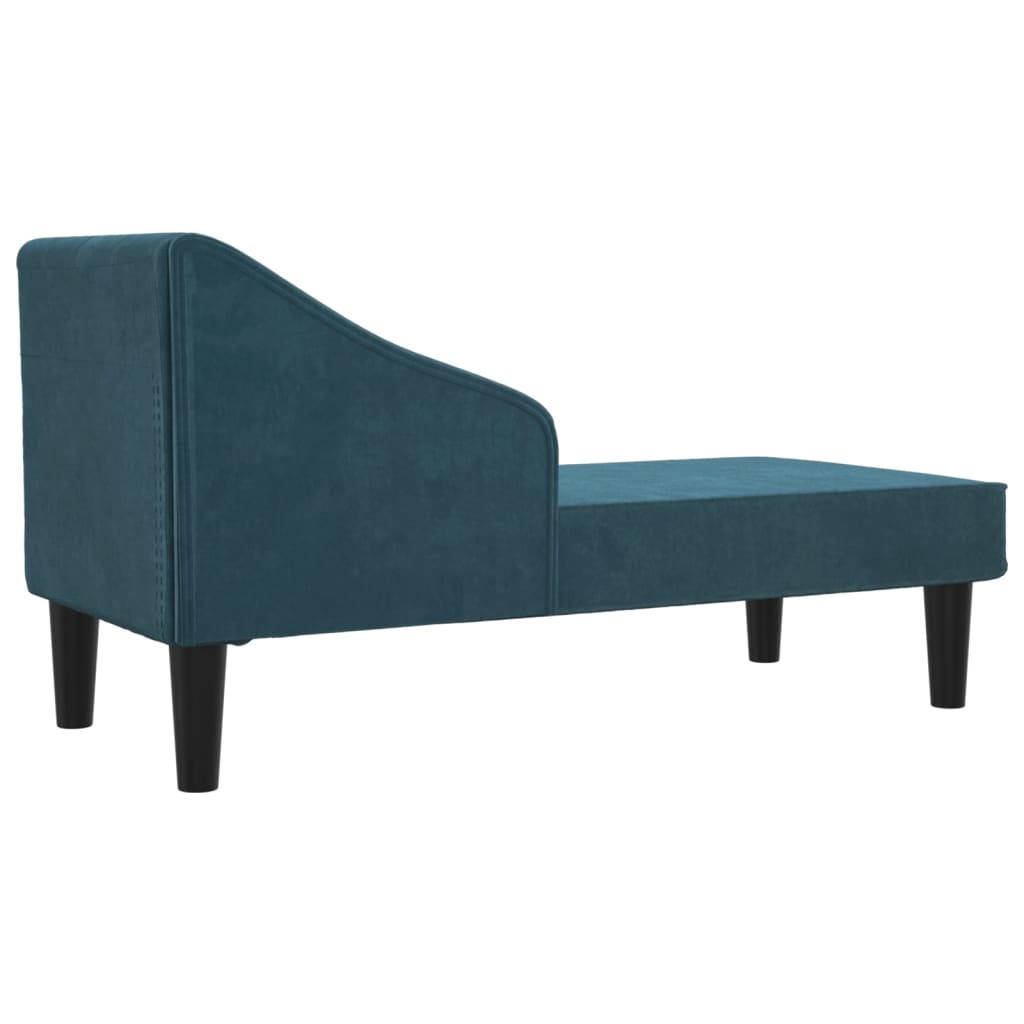 Chaiselongue mit Nackenrolle Blau Samt