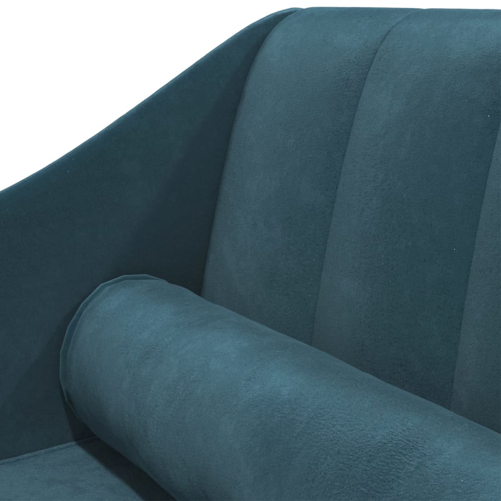 Chaiselongue mit Nackenrolle Blau Samt