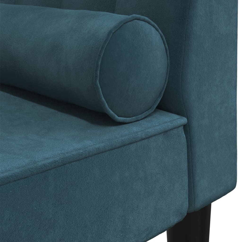 Chaiselongue mit Nackenrolle Blau Samt