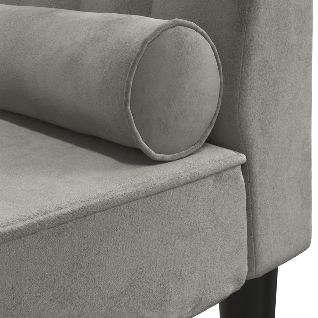 Chaiselongue mit Nackenrolle Hellgrau Samt