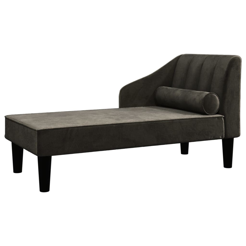 Chaiselongue mit Nackenrolle Schwarz Samt