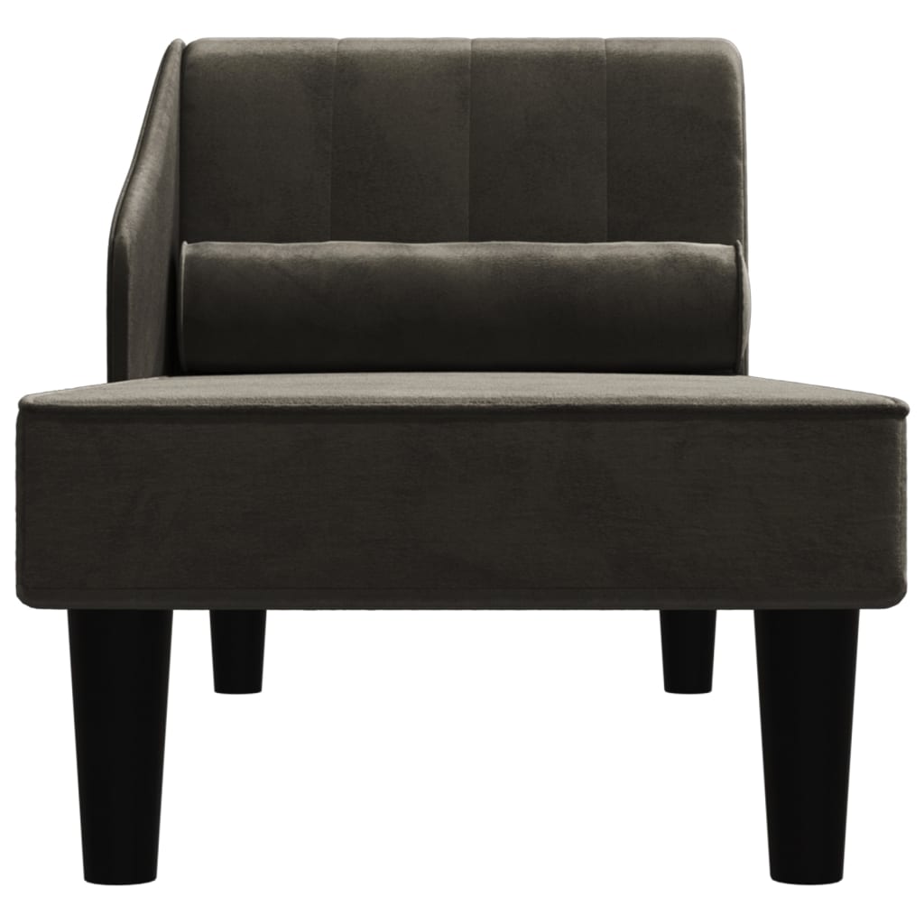 Chaiselongue mit Nackenrolle Schwarz Samt