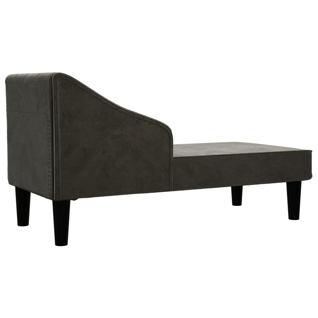 Chaiselongue mit Nackenrolle Schwarz Samt