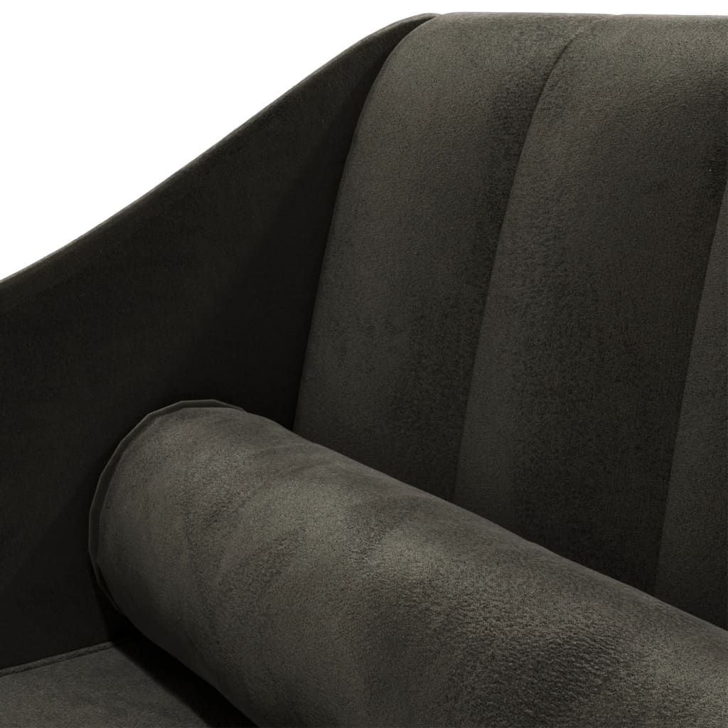 Chaiselongue mit Nackenrolle Schwarz Samt