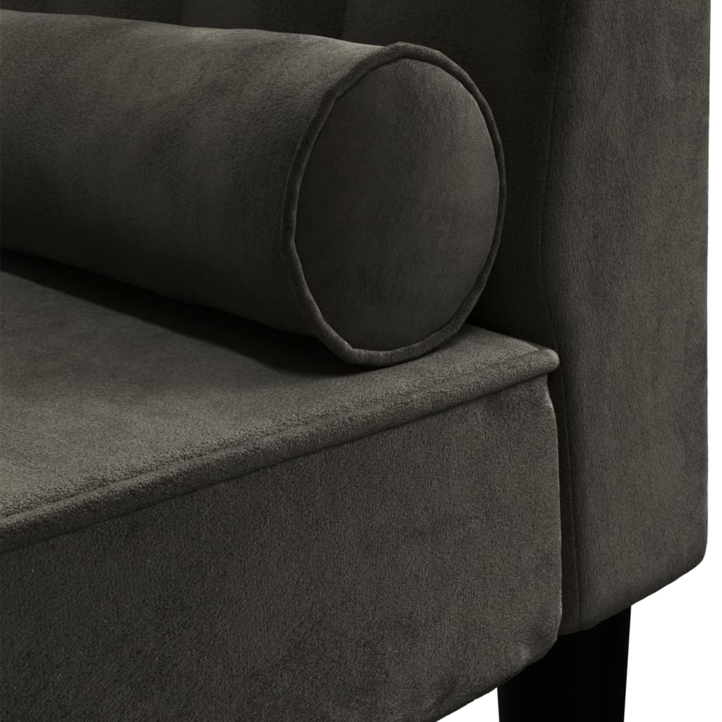 Chaiselongue mit Nackenrolle Schwarz Samt