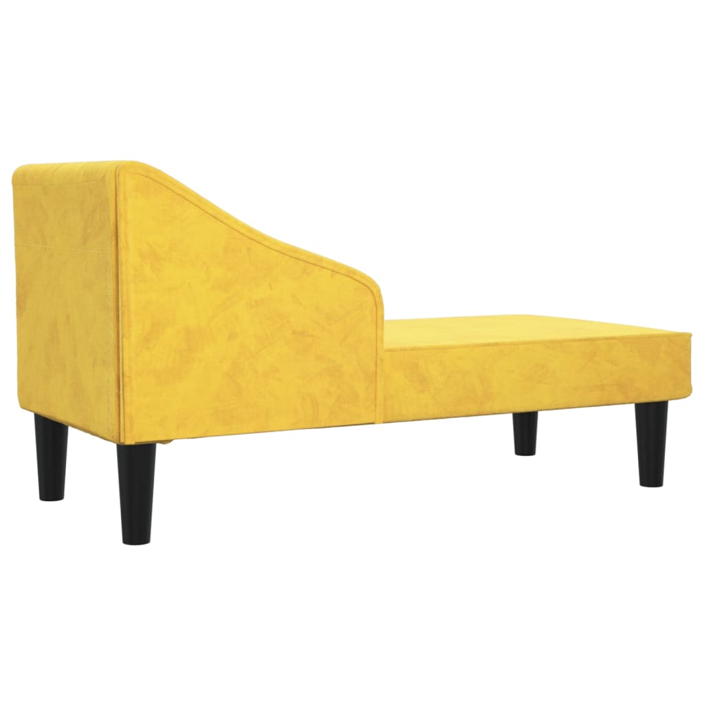 Chaiselongue mit Nackenrolle Gelb Samt