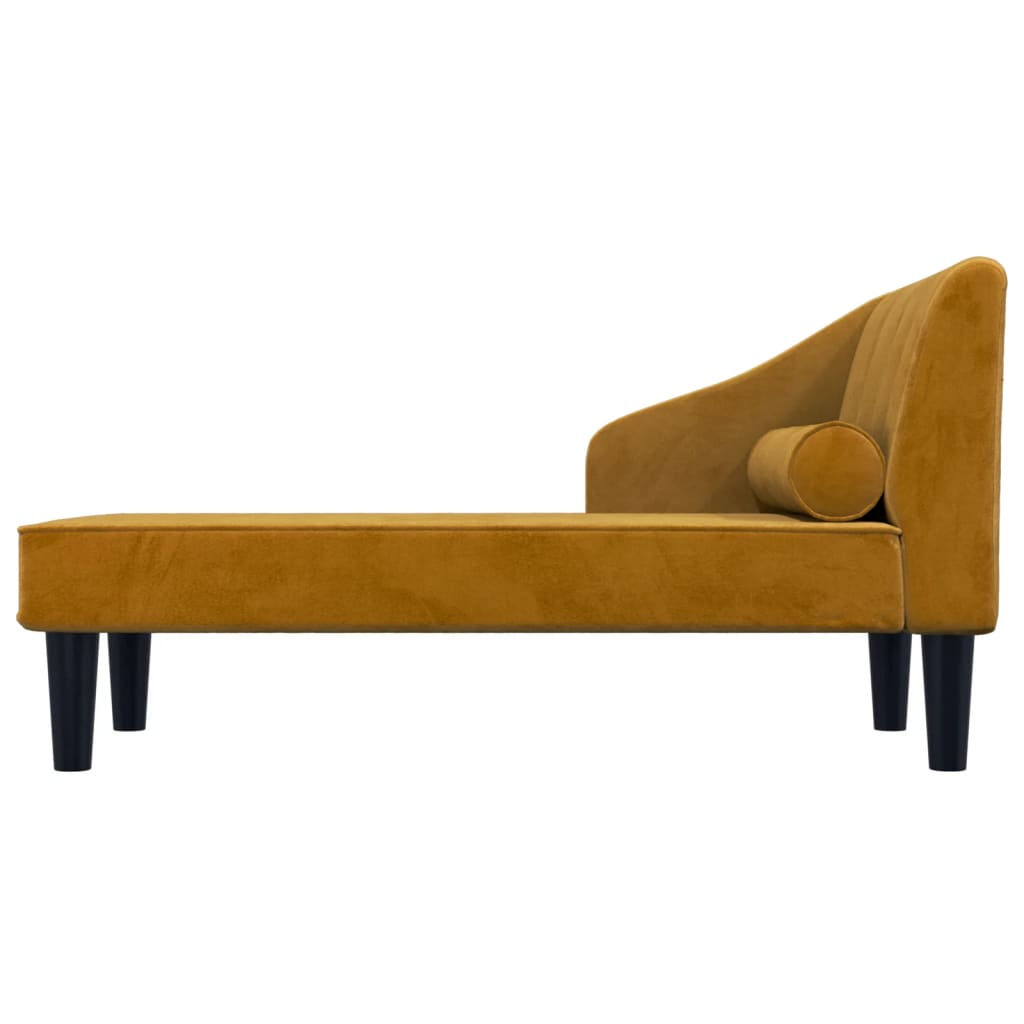 Chaiselongue mit Nackenrolle Braun Samt