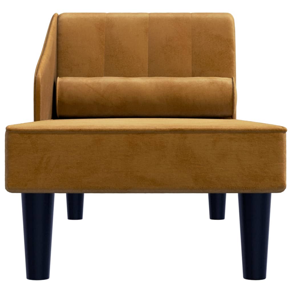 Chaiselongue mit Nackenrolle Braun Samt