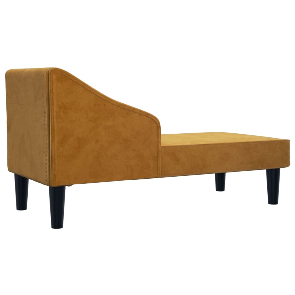 Chaiselongue mit Nackenrolle Braun Samt