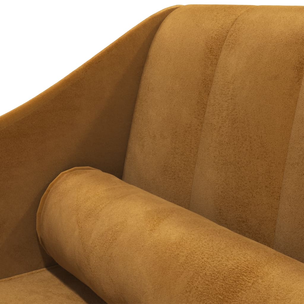 Chaiselongue mit Nackenrolle Braun Samt
