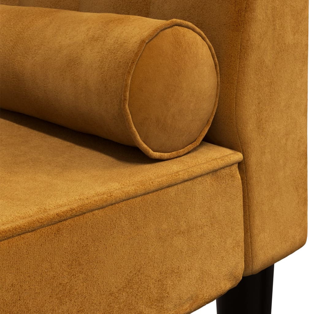 Chaiselongue mit Nackenrolle Braun Samt