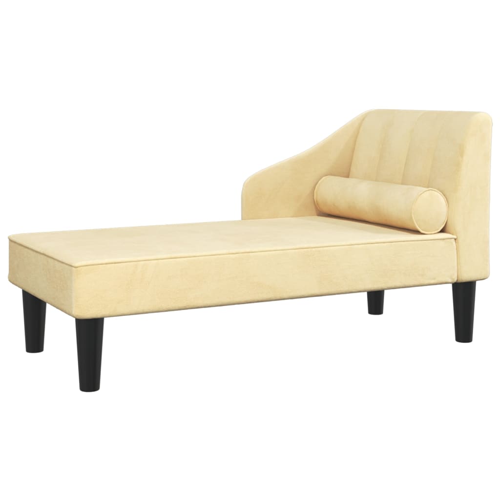 Chaiselongue mit Nackenrolle Creme Samt