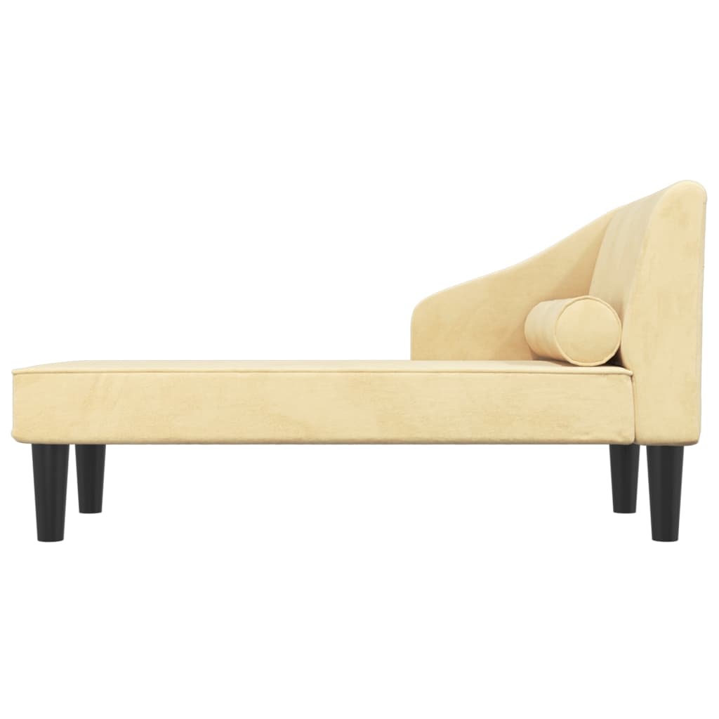 Chaiselongue mit Nackenrolle Creme Samt
