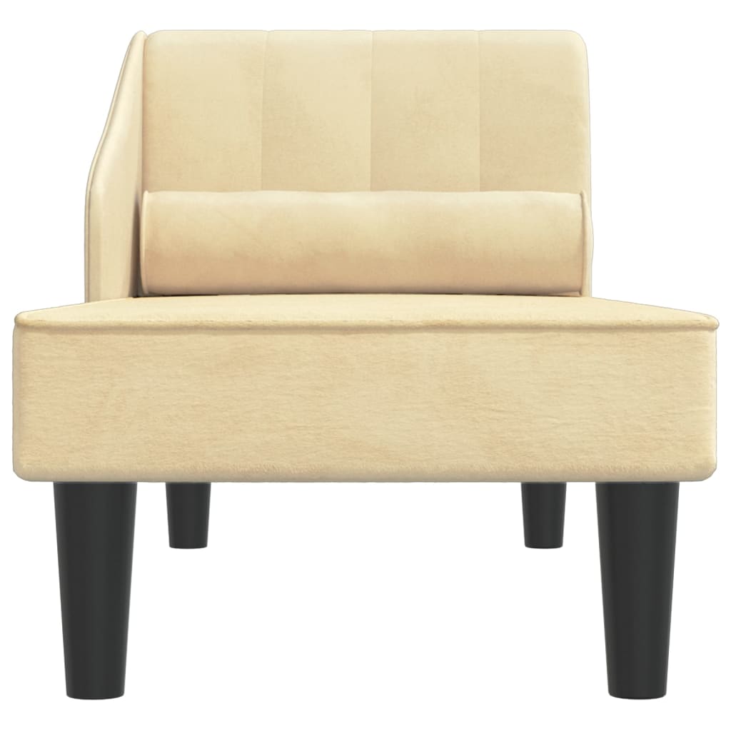 Chaiselongue mit Nackenrolle Creme Samt