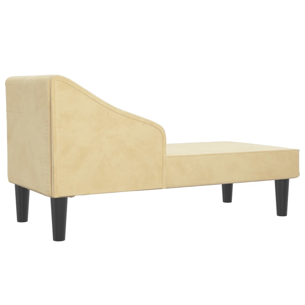 Chaiselongue mit Nackenrolle Creme Samt
