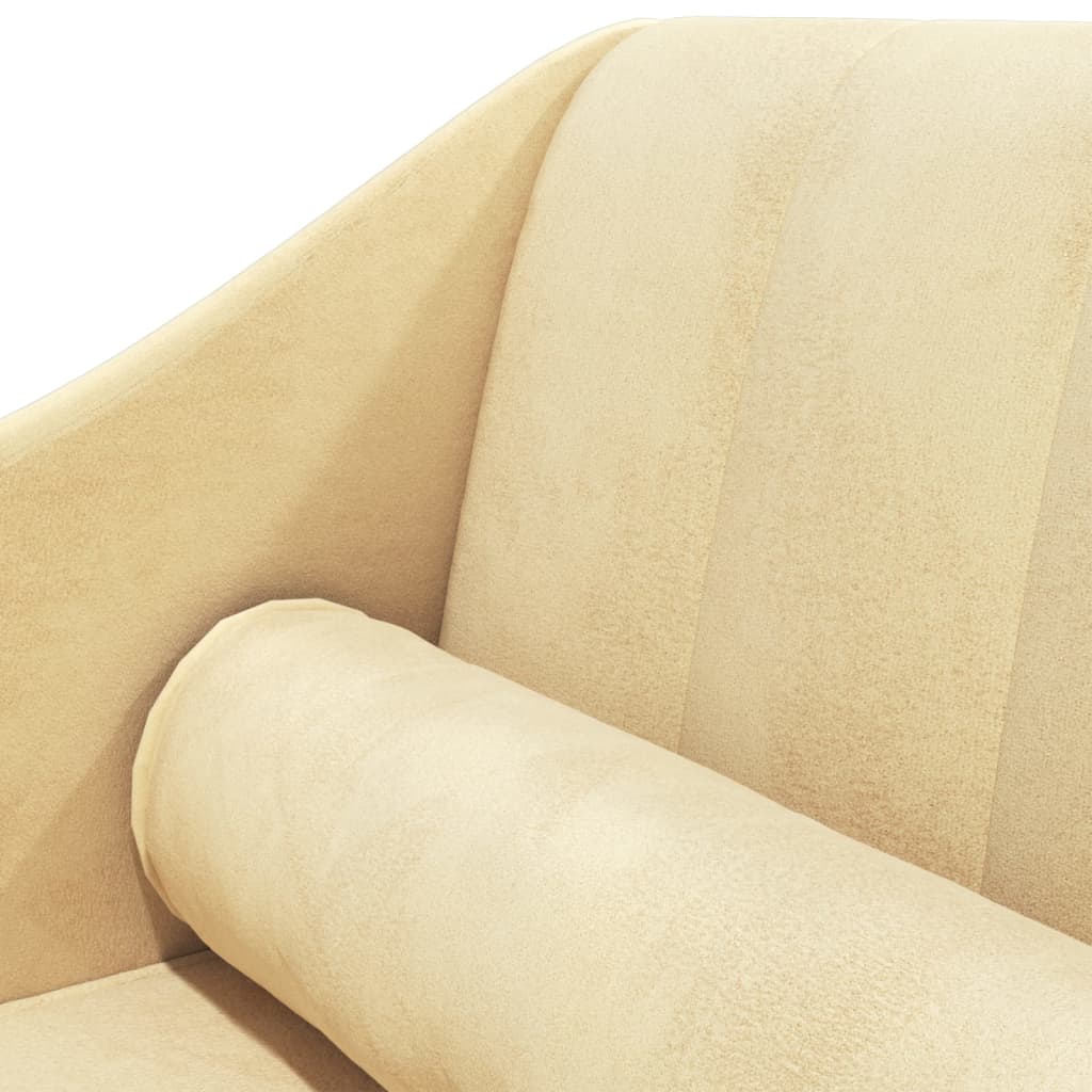 Chaiselongue mit Nackenrolle Creme Samt