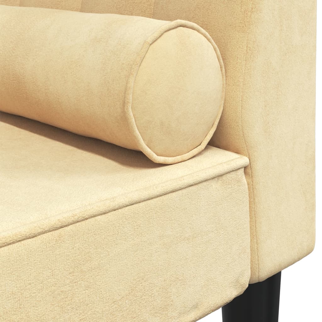 Chaiselongue mit Nackenrolle Creme Samt