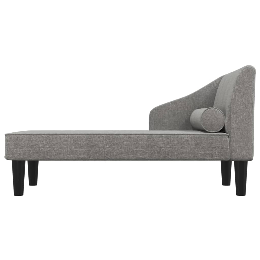 Chaiselongue mit Nackenrolle Hellgrau Stoff
