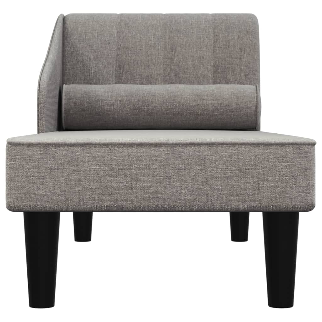 Chaiselongue mit Nackenrolle Hellgrau Stoff