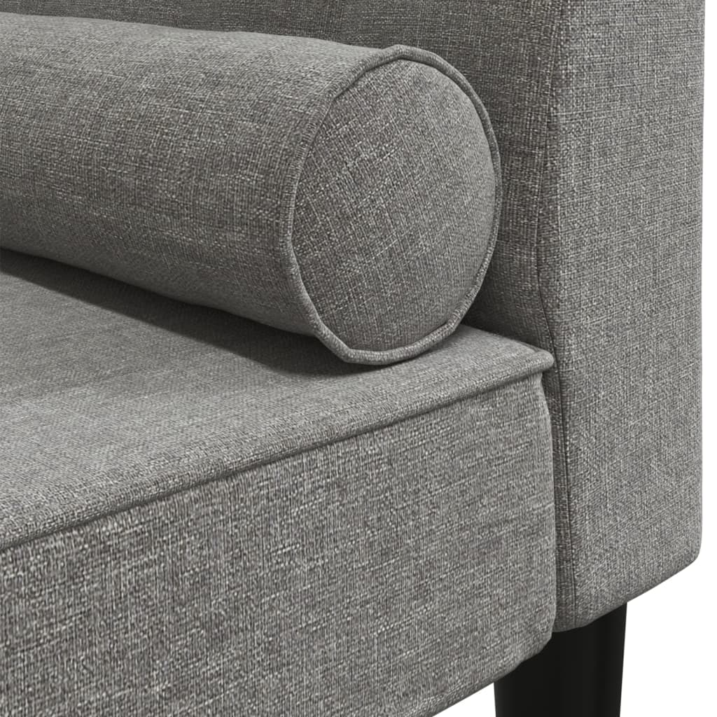 Chaiselongue mit Nackenrolle Hellgrau Stoff