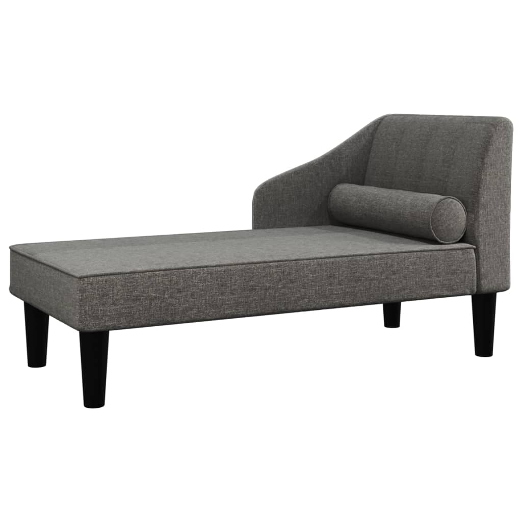 Chaiselongue mit Nackenrolle Hellgrau Stoff