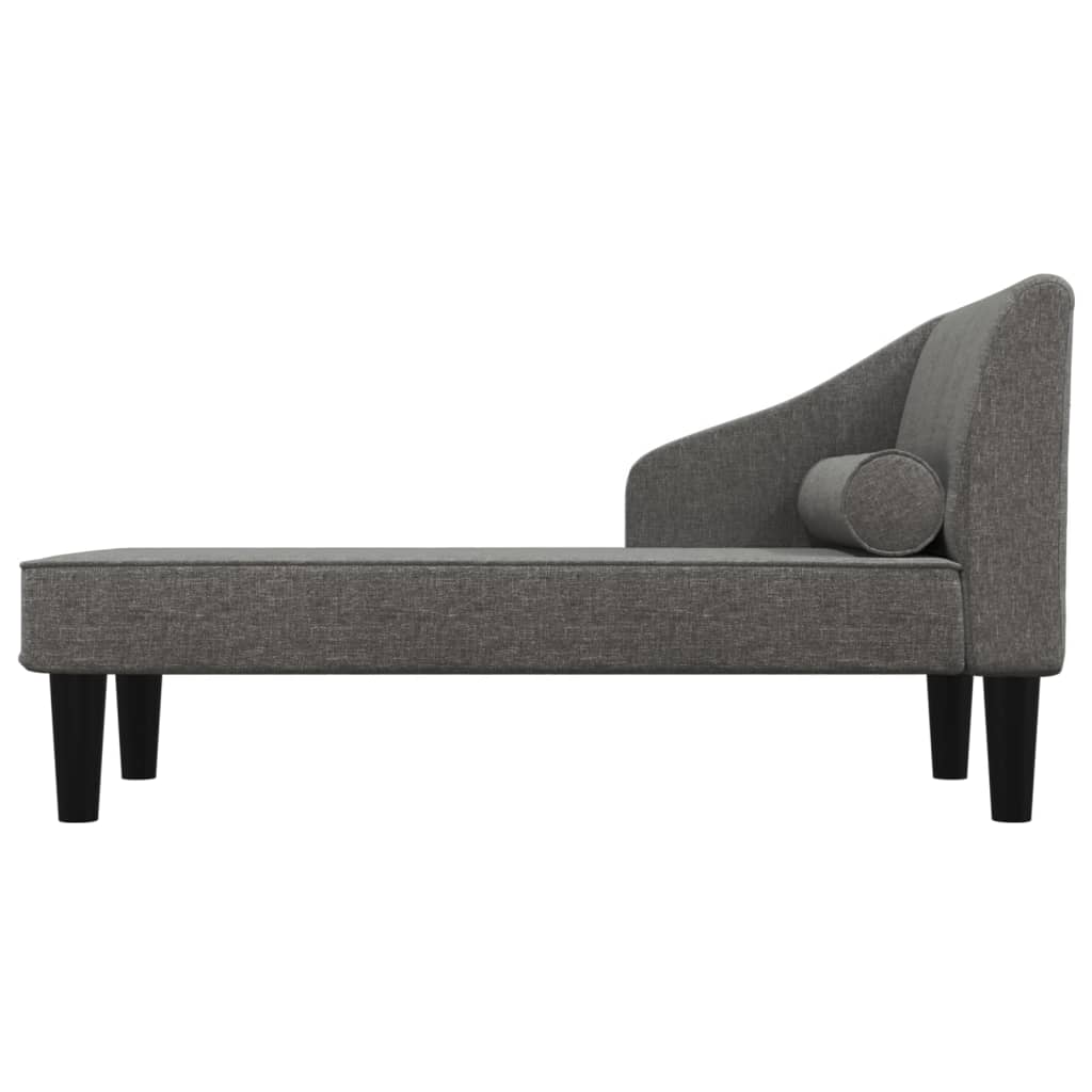 Chaiselongue mit Nackenrolle Hellgrau Stoff
