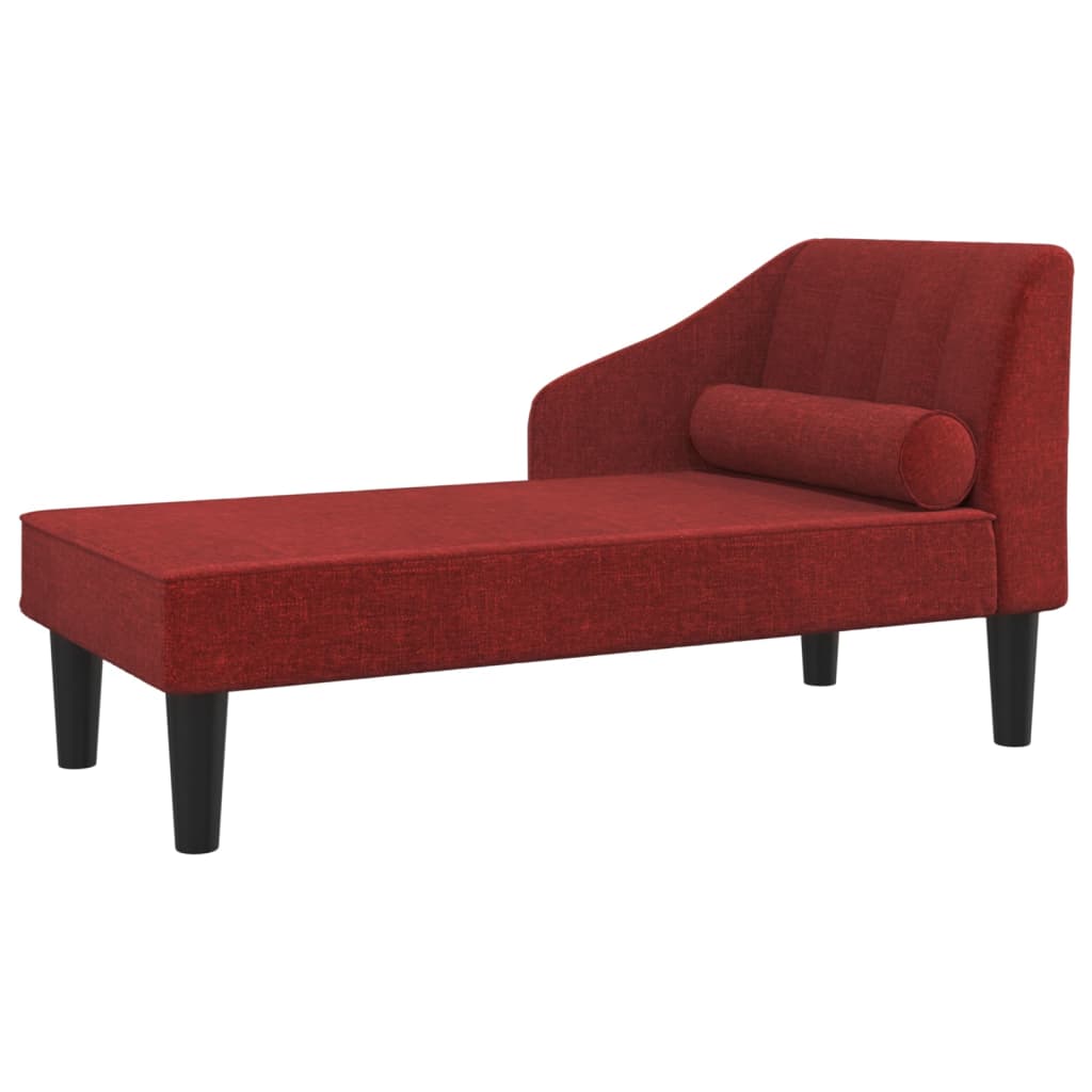 Chaiselongue mit Nackenrolle Weinrot Stoff