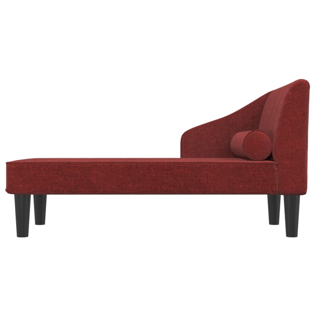 Chaiselongue mit Nackenrolle Weinrot Stoff