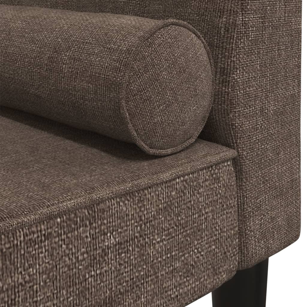Chaiselongue mit Nackenrolle Taupe Stoff