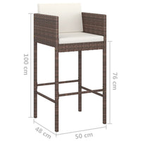 Thumbnail for 3-tlg. Gartenbar-Set mit Kissen Poly Rattan Braun