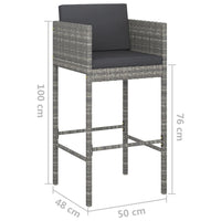 Thumbnail for 5-tlg. Gartenbar-Set mit Kissen Poly Rattan Grau
