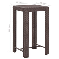 Thumbnail for 3-tlg. Gartenbar-Set mit Kissen Poly Rattan Braun