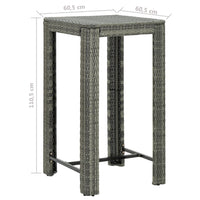 Thumbnail for 3-tlg. Gartenbar-Set mit Kissen Poly Rattan Grau