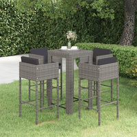 Thumbnail for 5-tlg. Gartenbar-Set mit Kissen Poly Rattan Grau